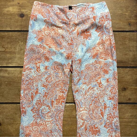 Lord & Taylor Design Lab Orange Blue White Flare Pants Medium Retro - Picture 6 of 14
